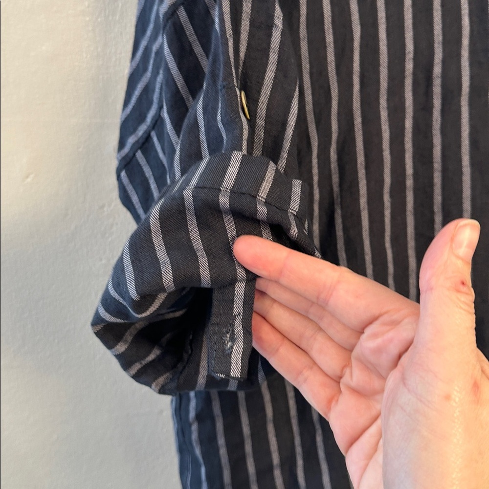 Source Unknown Navy Striped Blouse View 6